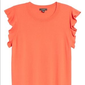 HALOGEN FLUTTER SLEEVE SWEATER TOP CORAL ROSE 1X NWOT